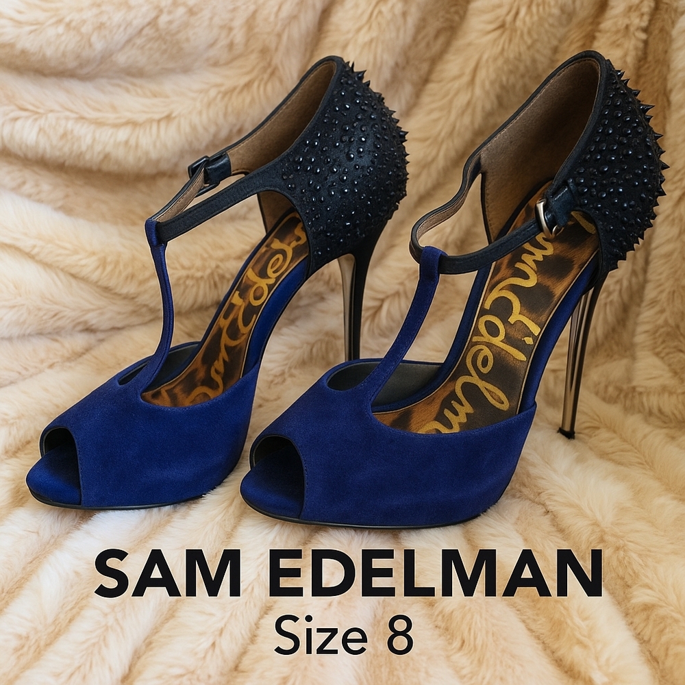 Sam Edelman Women's Blue Peep Toe Heels
